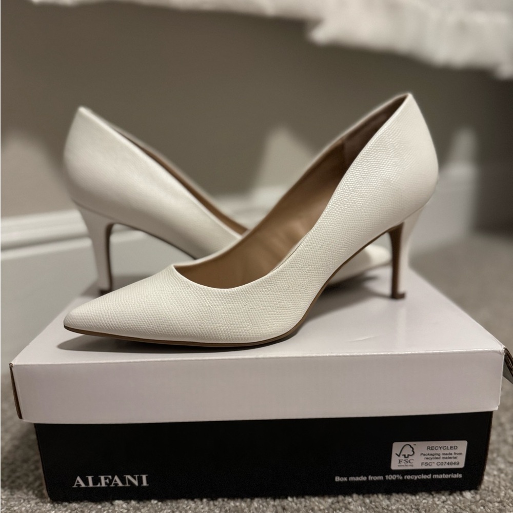 Alfani white heels